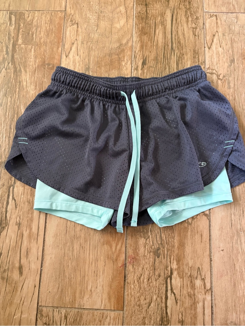 Champion Women's Charcoal Outer with Mint Liner Athletic Shorts